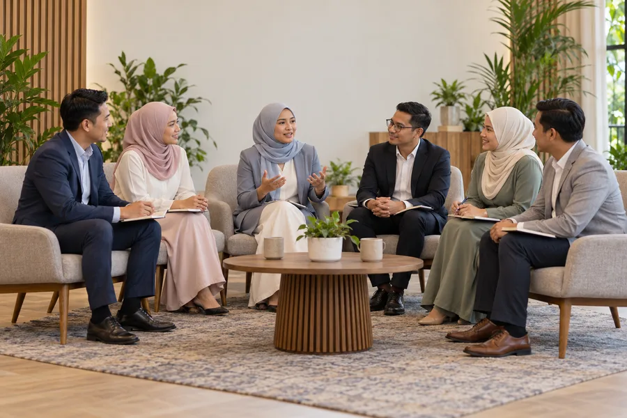 Ahli persatuan berbincang dalam satu pertemuan